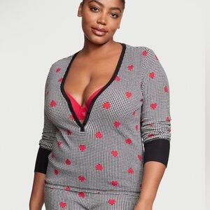 Victoria’s Secret gingham heart thermal pajama long sleeve top size xxl